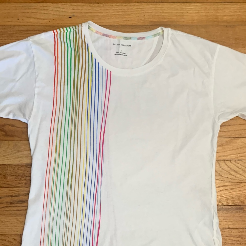 NWOT Rainbow Stripe Tee - Picture 2 of 13